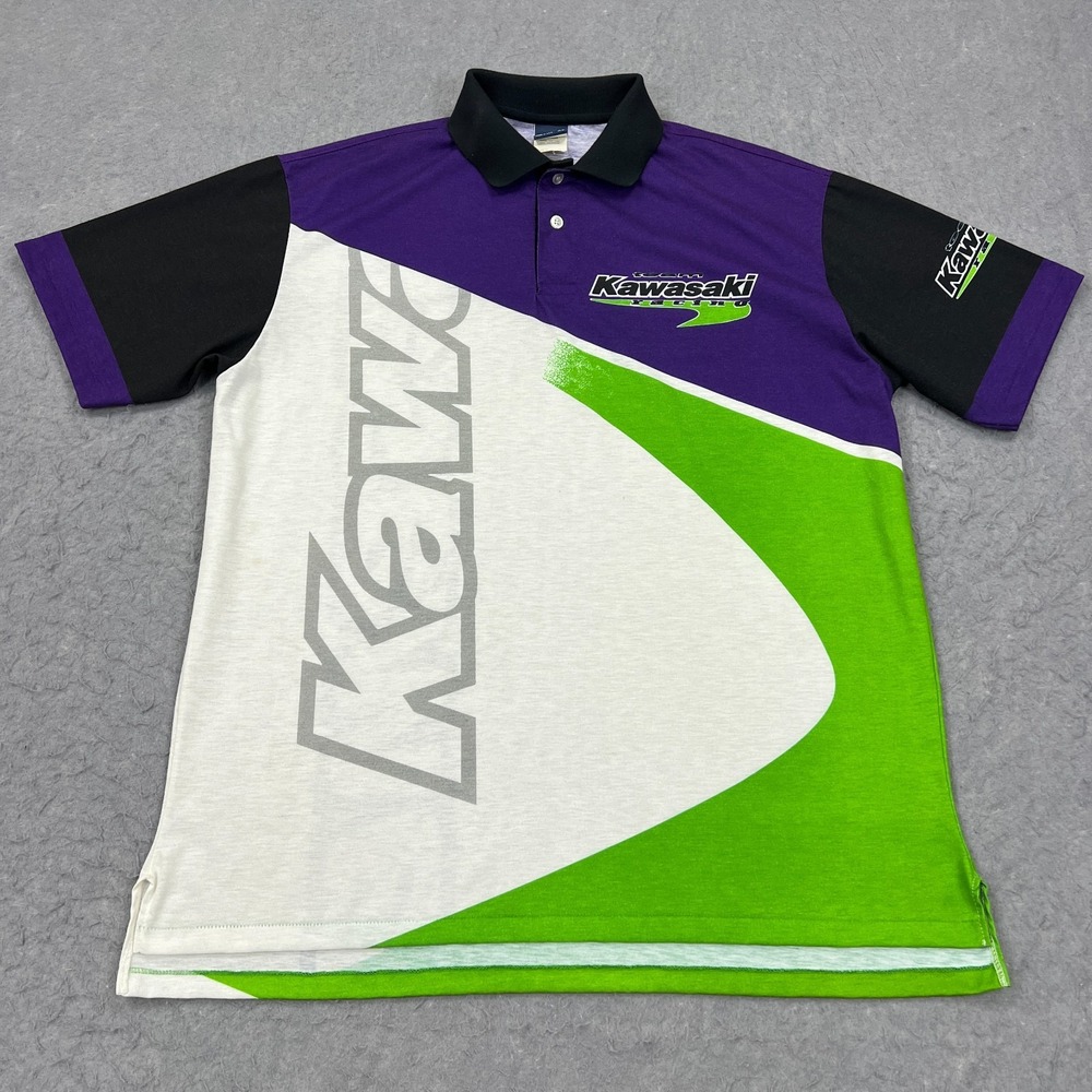 VTG Swingster Kawasaki Polo Men's XL Moto Wear Team Racing Shirt 90s‎ USA Made